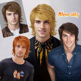 Synthetic Mens Hair Wig Short Blonde Layered Heat Resistant Wigs for Male Daily Party Cosplay Costume Halloween Use