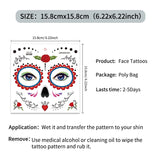 4 Sheets Day of the Dead Temporary Tattoos - La Catrina Face & Body Stickers, Waterproof Skull Makeup Decals for Halloween Party