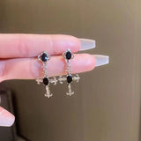 Gothic Cross Black Drill Drop Earrings Women Punk  Jewellery Creativity Fashion Gorgeous Statement Jewelry Girl Gifts