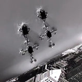 Gothic Cross Black Drill Drop Earrings Women Punk  Jewellery Creativity Fashion Gorgeous Statement Jewelry Girl Gifts