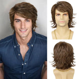 Synthetic Mens Hair Wig Short Blonde Layered Heat Resistant Wigs for Male Daily Party Cosplay Costume Halloween Use