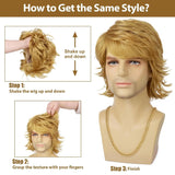 Synthetic Mens Hair Wig Short Blonde Layered Heat Resistant Wigs for Male Daily Party Cosplay Costume Halloween Use