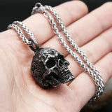 Vintage Black Skull Pendant Necklace 316L Stainless Steel Hip Hop Biker Dark Skull Necklaces Male  Jewelry Gifts