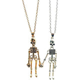 2Pcs Friendship Skeleton Skull Necklaces BFF Jewlery Halloween Skull Necklace for Best Friends Bestie Sister Couples