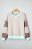 Jet Stream Striped Colorblock Patchwork Drop Shoulder Sweatshirt