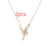 Diamond Angel Wings Necklace Charm Fashion Jewelry