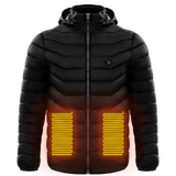 Men Heated Puffer Jacket Electric Heating Coat Insulated Hood Windbreaker 9Heat Zones