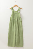 Green Gingham Wide Leg Loose Overall with Pockets