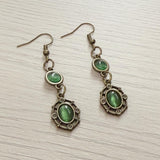 Ancient Gray Jade Bronze Emerald Pendant Earrings
