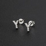 Diamond English Alphabet Letter Earrings Women's Simple Cooperized Silver Earrings
