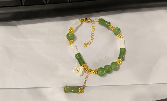 New Chinese-style Flower Embellishment Bracelet For Women, National Style Bamboo Segment Bracelet