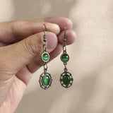 Ancient Gray Jade Bronze Emerald Pendant Earrings