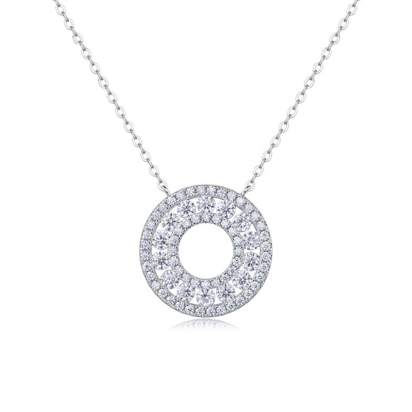 Reciprocating Luxury Fashion Diamond Pendant Necklace Set With Mosan Diamond Silver Ornaments
