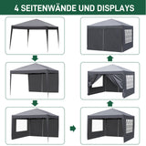 10x10ft Dark Grey 4 Sides-2 Doors, 2 Windows, Folding Shed, Oxford Cloth, Sprayed Iron Pipe, Portable