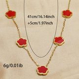 Lxalry 18K Gold Plated Five Leaf Clover Necklace   Modern Minimalist Stainless Steel Jewelry Hypoallergenic  Tarnish-Free Gift For Women Wife Mom  Everyday Luxury With Golden Aura