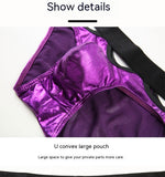 Bronzing Patent Leather Glossy Hollow Stage Performance Briefs