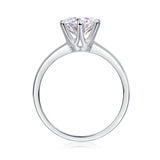 Classic Six-prong Mossan Diamond Silver Open Ring And Fixed Ring