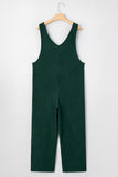Evergreen Corduroy V Neck Patched Pocket Sleeveless Jumpsuit