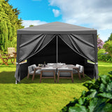10x10ft Black, 4 Sides Pergola, PE Cloth, Sprayed Iron Pipe, Spiral Pipe