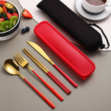 Dinnerware Set Flatware Kitchen Accessories Camping Travel Sets Gold Knife Fork Spoon Portable Cutlery Sets With Case