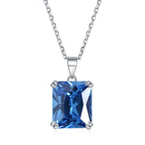 S925 Sterling Silver Rectangular Zircon Pendant Twelve Birthstone Necklace