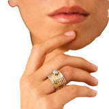 Turquoise Moonstone Plated Two-tone Ring For Men And Women