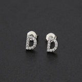 Diamond English Alphabet Letter Earrings Women's Simple Cooperized Silver Earrings
