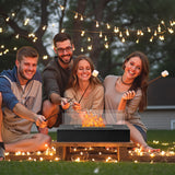 Black 13.8x7.1x5.5in With Windshield, Two Telescopic Forks, Fire Extinguishing Handle, Rectangular, Smokeless Stove, Iron Body, Stainless Steel Combustion Chamber