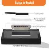 Black 13.8x7.1x5.5in With Windshield, Two Telescopic Forks, Fire Extinguishing Handle, Rectangular, Smokeless Stove, Iron Body, Stainless Steel Combustion Chamber