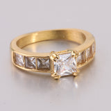 Women's Simple 18K Gold-plated 7MM Square Inlaid Zirconium Ring