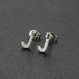 Diamond English Alphabet Letter Earrings Women's Simple Cooperized Silver Earrings