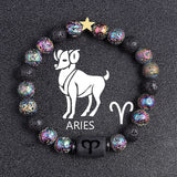 European And American Twelve Constellation Natural Stone Beaded Bracelet