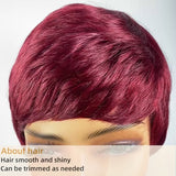 Short And Straight, Elf, Human Hair Non-toxic Wig, Burgundy, Short And Elf Haircut, Ladies Wig, Applicable To The Whole Scene.