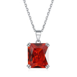 S925 Sterling Silver Rectangular Zircon Pendant Twelve Birthstone Necklace