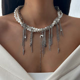 Fashion Metal Star Moon Tassel Necklace