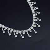Fashionable And Elegant Women's Silver Tassel Glass Rhinestone Collarbone Chain