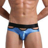 Bronzing Patent Leather Glossy Hollow Stage Performance Briefs