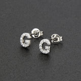 Diamond English Alphabet Letter Earrings Women's Simple Cooperized Silver Earrings