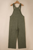 Laurel Green Solid Color Knit Loose Straight Leg Casual Overall Jumpsuit