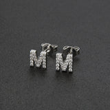 Diamond English Alphabet Letter Earrings Women's Simple Cooperized Silver Earrings