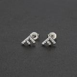 Diamond English Alphabet Letter Earrings Women's Simple Cooperized Silver Earrings