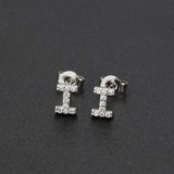 Diamond English Alphabet Letter Earrings Women's Simple Cooperized Silver Earrings