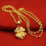 Gold-plated Brass Pendant Necklace For Women, Water Wave Textured Collarbone Chain