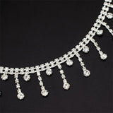Fashionable And Elegant Women's Silver Tassel Glass Rhinestone Collarbone Chain