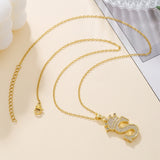 1PCS Fashionable Gold Diamond Crown Uppercase Letter Popular Pendant Necklace Suitable For Daily Use Festivals Parties Gifts Jewelry Set