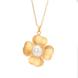 Titanium Steel Die-casting Pendant Non-fading Inlaid Shell Pearls Necklace For Women