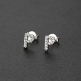 Diamond English Alphabet Letter Earrings Women's Simple Cooperized Silver Earrings