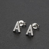 Diamond English Alphabet Letter Earrings Women's Simple Cooperized Silver Earrings