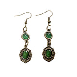 Ancient Gray Jade Bronze Emerald Pendant Earrings