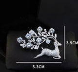 2pc With You All The Way Sparkling Zirconia Deer Brooch